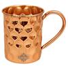 Pure Copper Straight Shaped Diamond Design Moscow Mule Beer Mug Cup, Best for Beer Cocktail Parties, Barware, Volume-500ML, Set of 6