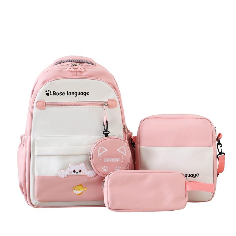 

College Style Large Capacity Schoolbag for Women Korean Version Simple Three Piece Backpack for Primary and Secondary School Students