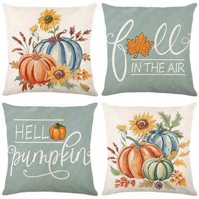 Herbst Kürbis Kissenbezug Leinen Sonnenblume Pflanzen Druck Wohnzimmer Sofa Dekokissenbezug Schlafzimmer Kissenbezug