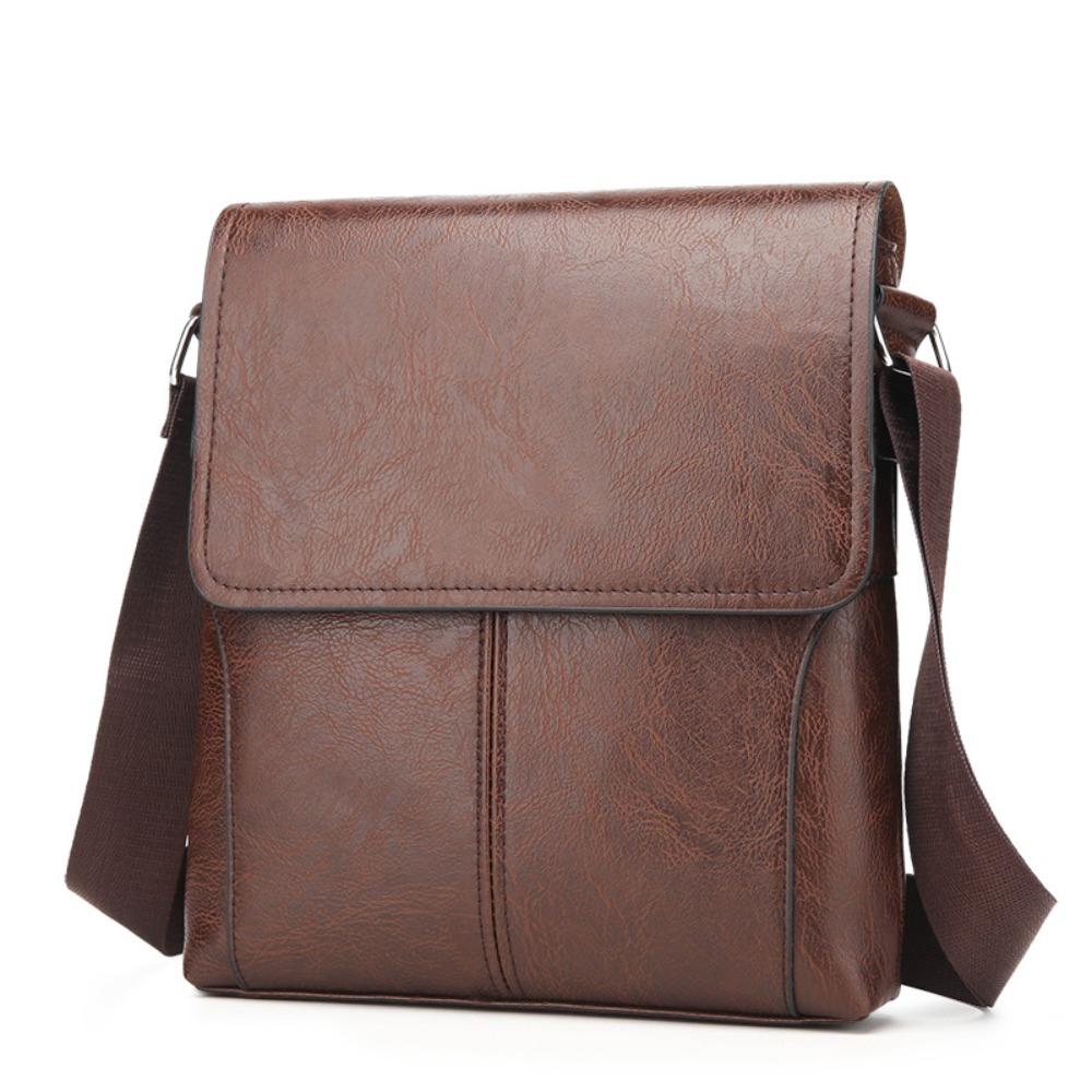 Fashionable PU Leather Men's Shoulder Bags Big Capacity Square Messenger Bags Small Essentials Portable Side Bag Daily Carry