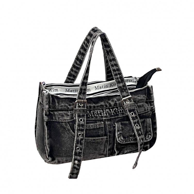 

South Korea MK Niche Design Denim Bag Korean Ins Handbag All-match Commuting Tote One-shoulder Cross-body