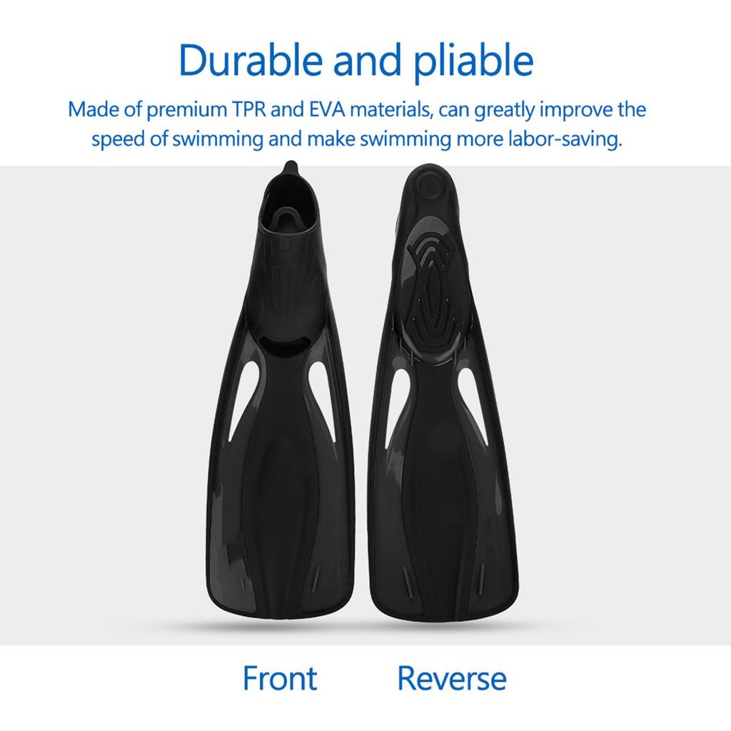 WHALE 1 Pair Adults Water Sports Snorkeling Diving Rubber Swimming Foot Fins Black (ML)