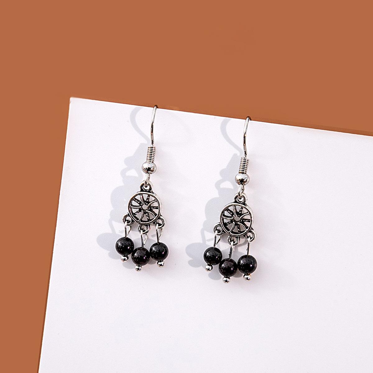 

Ретро Этнические Серьги-кисточки Ловец снов с Гранатом и Геометрическим Полым Дизайном