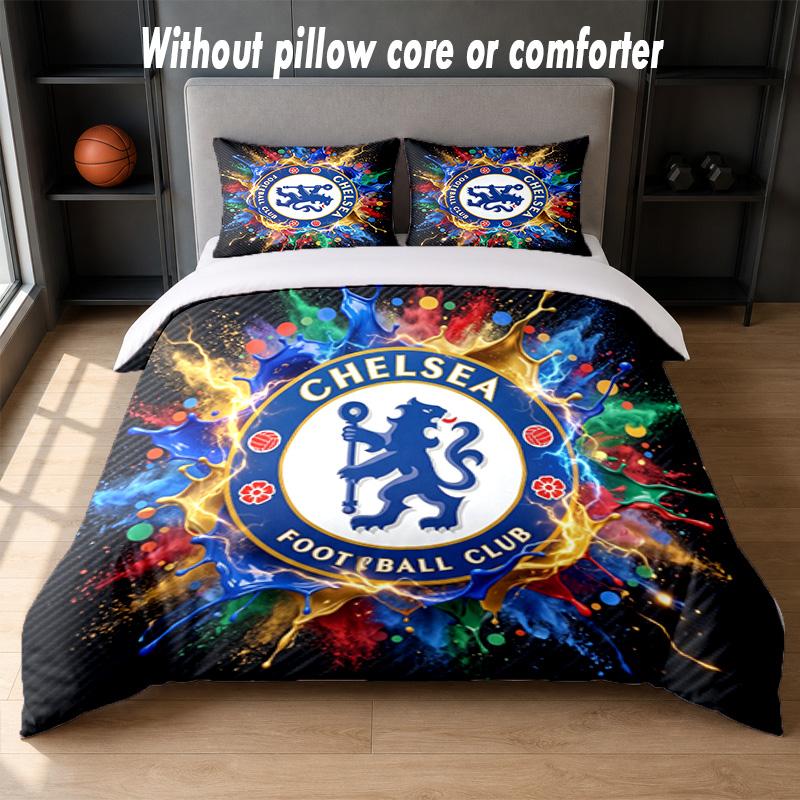 Set Biancheria da Letto Chelsea FC Design 1 Copripiumino + 2 Federe Morbido Traspirante Biancheria da Letto per la Casa