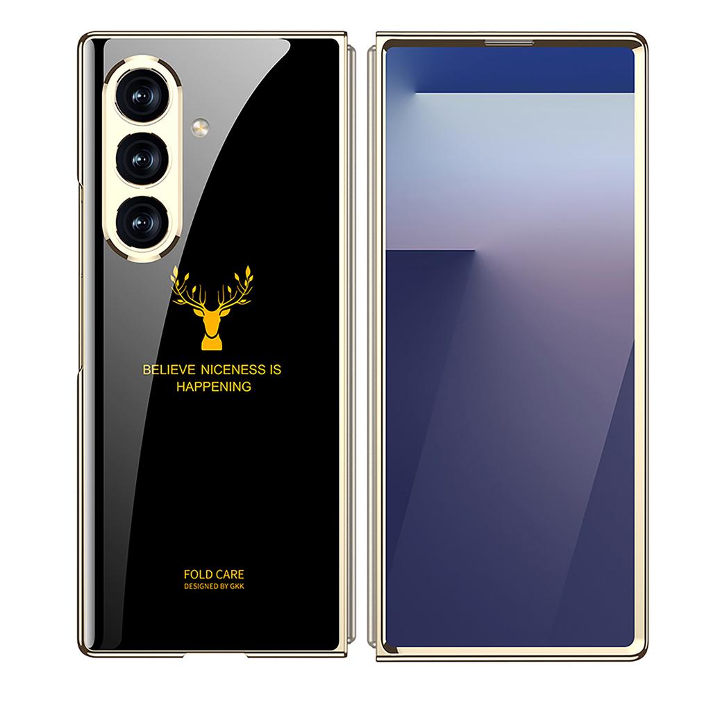 Luxury Plating Painted Glass Case For Samsung Galaxy Z Fold 7 6 5 Higher Lens Protective Plastic Cover For Galaxy Z Fold7 Case