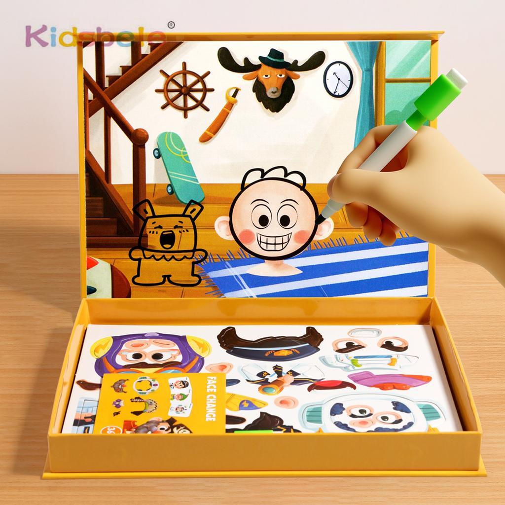 Magnetic Puzzle Montessori Toy Funny Expression Dress Up Matching Game Creative Educational Toy Birthday Party Gift For Kids