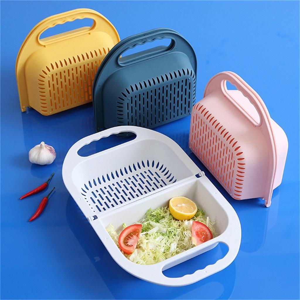 Household Foldable Leaking Fruit Vegetable Container Storage Basin Flash Dryer Rack