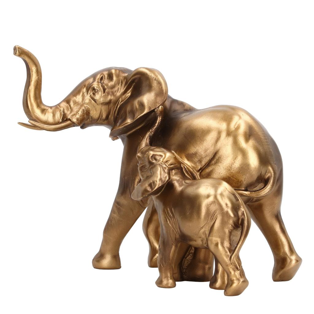 Elephant Mother Baby Figurines Antique Finish Fine Craftsmanship Elephant Statue Decoration Gift for Office Home