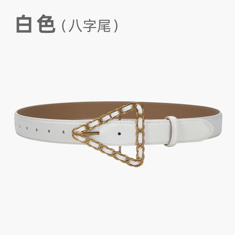 Women'S Belt Retro Triangle Pin Buckle Chain Belt Women'S Decorative Leather Fine Belt Women'S Dress