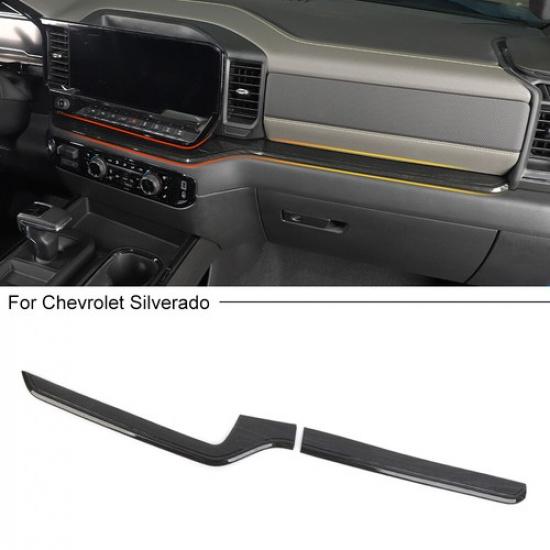 

Center Console Co-pilot Cover Trim Bezels For Chevy Silverado + Black Wood