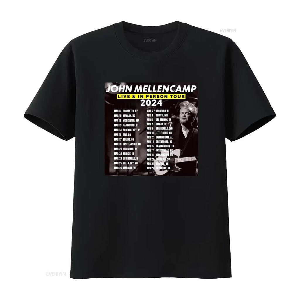 2024 John Mellencamp Live In Person Tour T Shirt 100 Cotton For Fans Music Lover Vintage Washed Breathable Designer Clothes