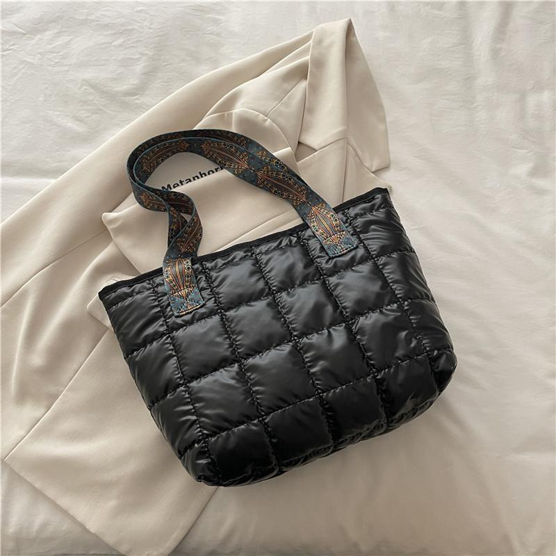 

New Arrival polyester Checkered Crossbody Bag Lightweight Zipper Shoulder Purse чёрный