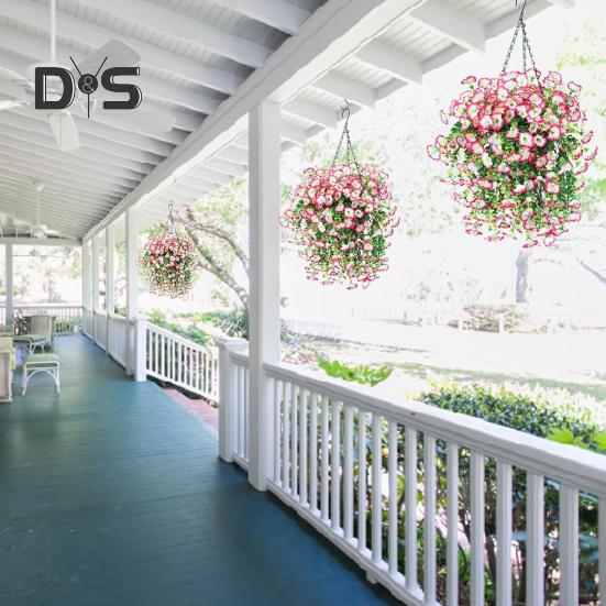 4 Pcs Hanging Faux Morning Glories UV-Proof Artificial Flowers All-Weather Fake Flowers for Outdoor Decoration Porch Hanging Planters