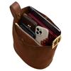 Coach Bleecker 28 Brand Micro-label Metal Hardware Bucket Bag Mother Bag Crossbody Cowhide Shoulder Bag Large Size Women's Warm Brown