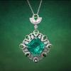 Luxury Emerald Cut Women Jewelry Set with Full Diamond Pendant Gemstone Ring Earrings High End Design