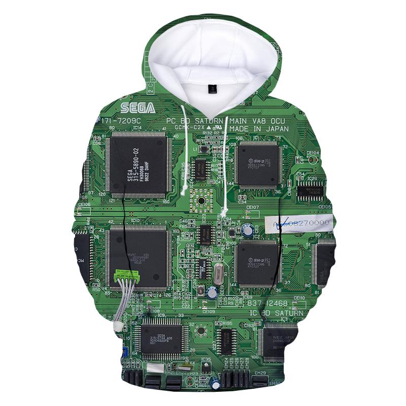 Electronic Chip Hoodie 3D Print Men Women Funny Hoodies Oversized Hoody Pullover Hip Hop Hooded Sweatshirts Kids Tops Clothing