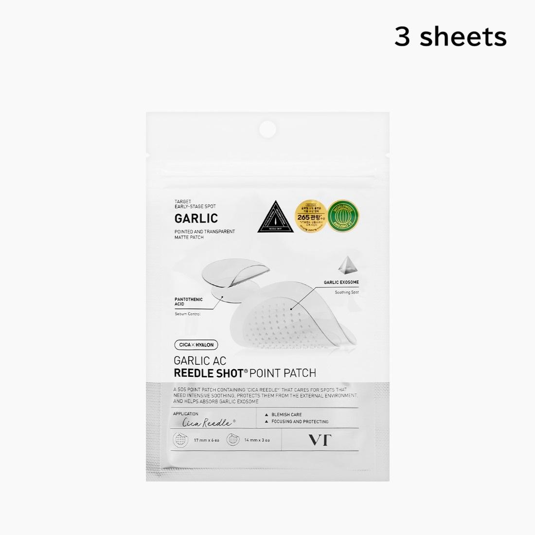 VT Cosmetics Garlic AC Reedle Shot Spot Patch Target Blemish Care Patch 9pcs x 3 Sheets