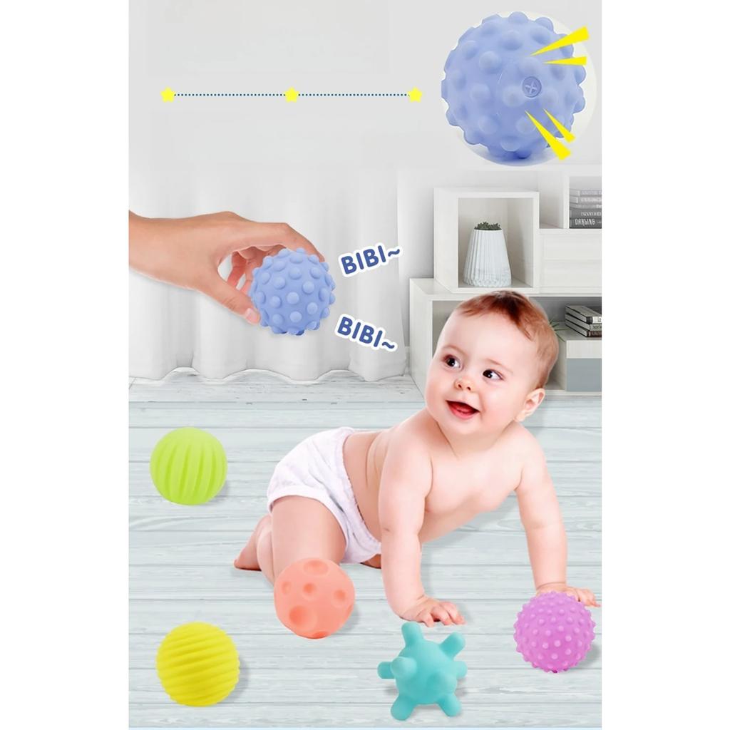 6Pcs Textured Multi Ball Set Develop Tactile Senses Toy Baby Touch Hand Ball Toys Training Ball Massage Soft Balls Kids Gifts