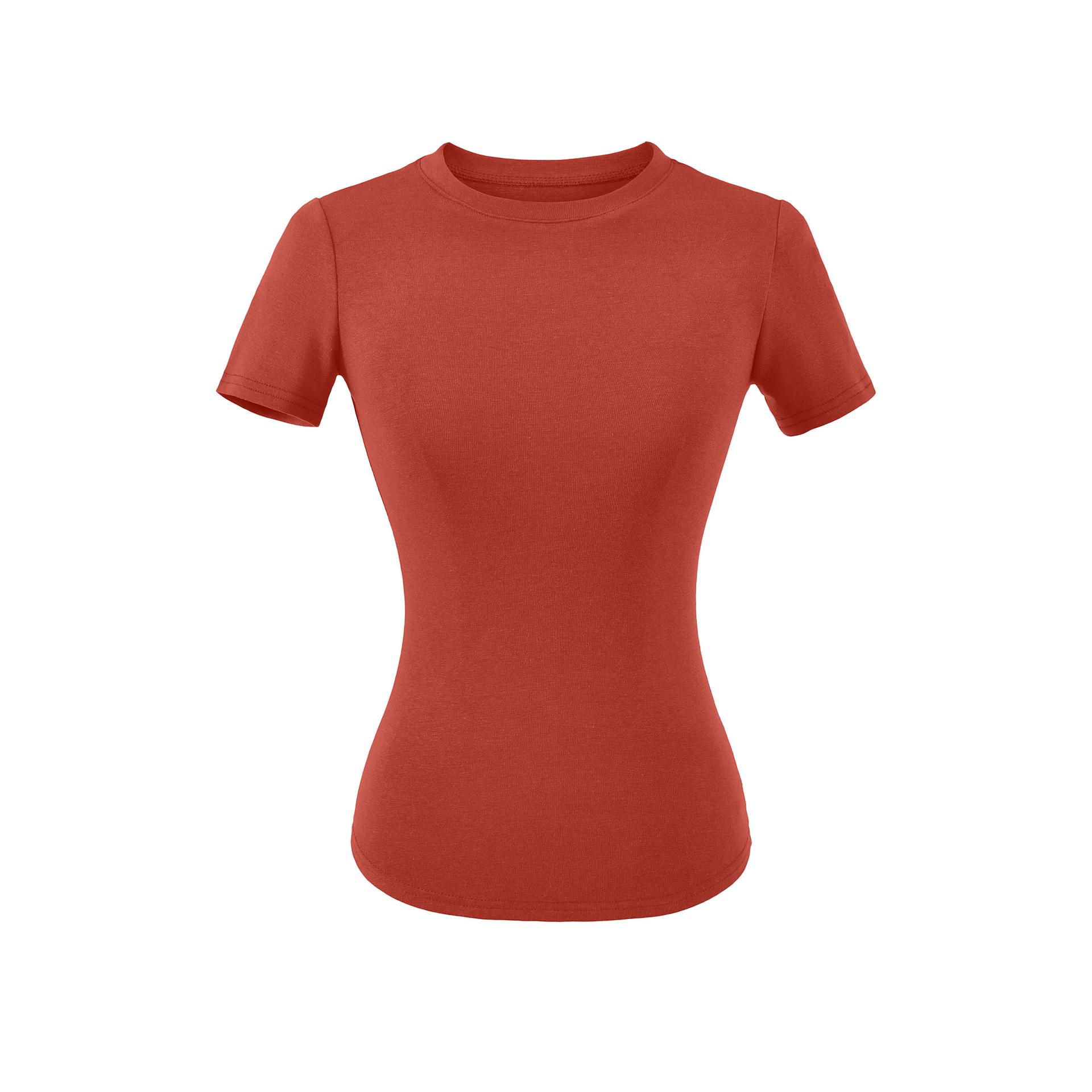 

Women s Sporty Slim-Fit Elastic Short-Sleeve Round Neck T-Shirt S красный