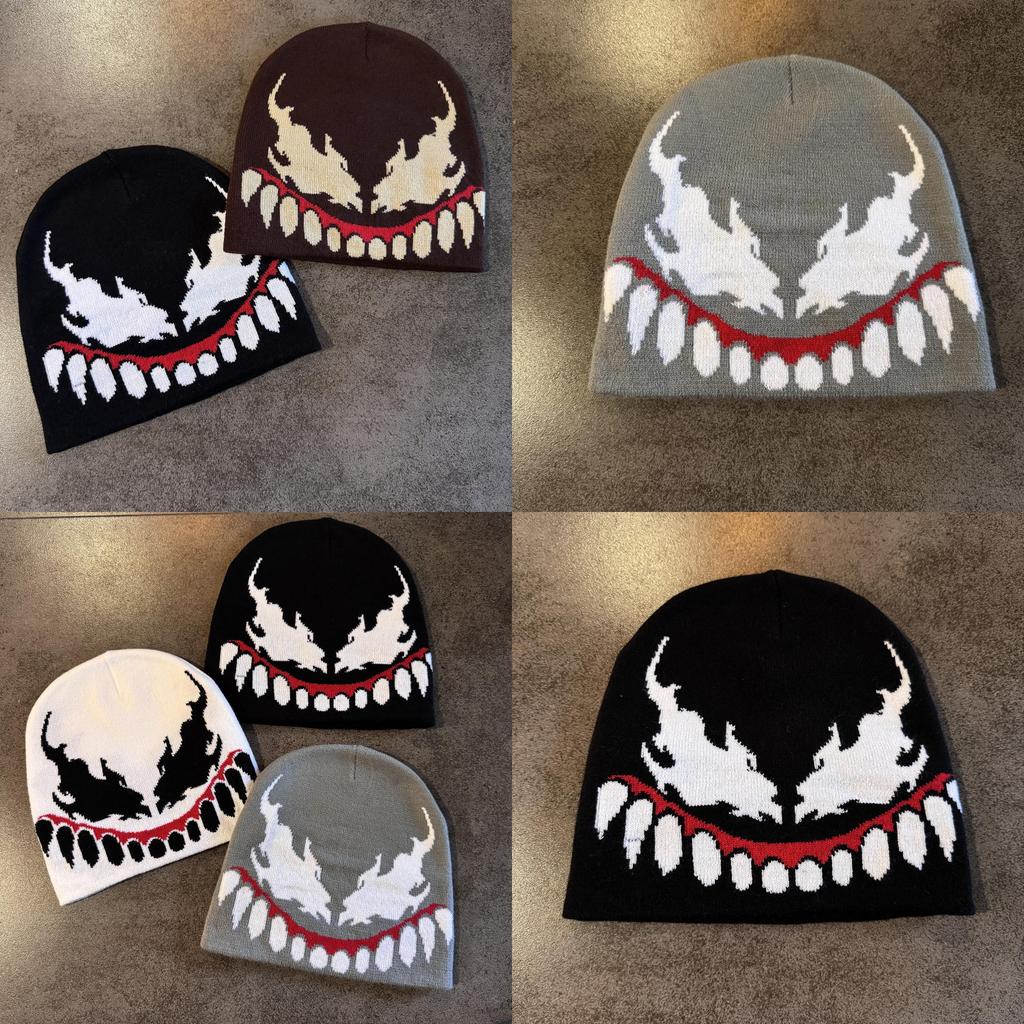 Venom Fashion Knit Cap Casual Streetwear With Acrylic Material For Autumn Winter Warmth