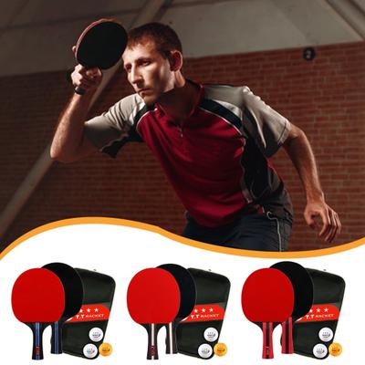2Pcs Table Tennis Paddle Rubber Padding Wood Handle Good Elasticity Ergonomic Grip Sweatproof Table Tennis Training Delicate Texture Premium Rackets