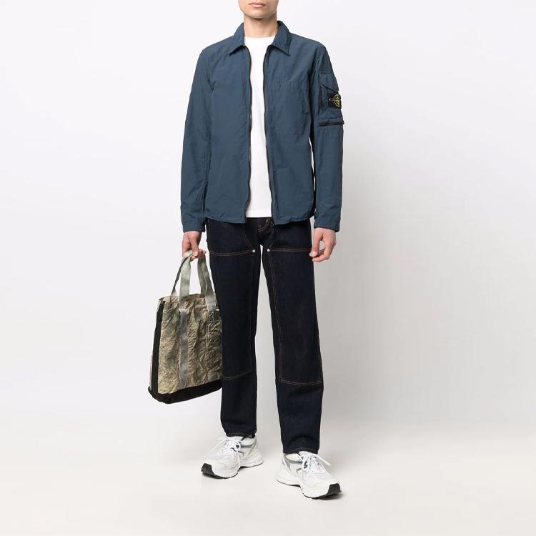 STONE ISLAND Ss22 Solid Color Side Label Zip Jacket Men Jacket Blue 761510502-V0024