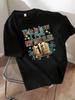 Yj00945letter And Book Pattern Print Plus Size Unisexs Crew Neck Tshirt Summer Casual Short Sleeve Top Fashionable Versatile