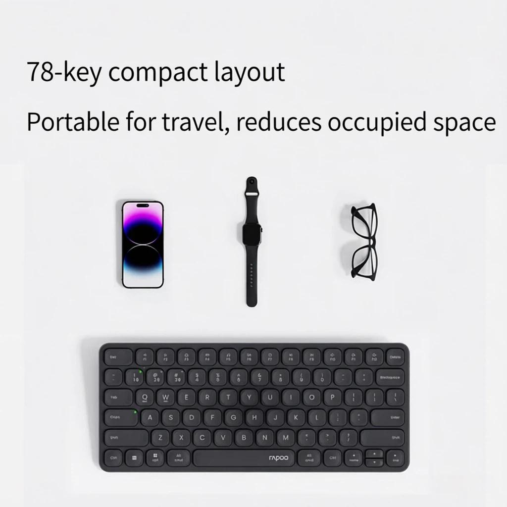 E9000G Upgraded Version, 78-Key Wireless/Bluetooth Multi-Mode Keyboard, Ultra-Thin Compact Portable Wireless Keyboard, Dark Gray