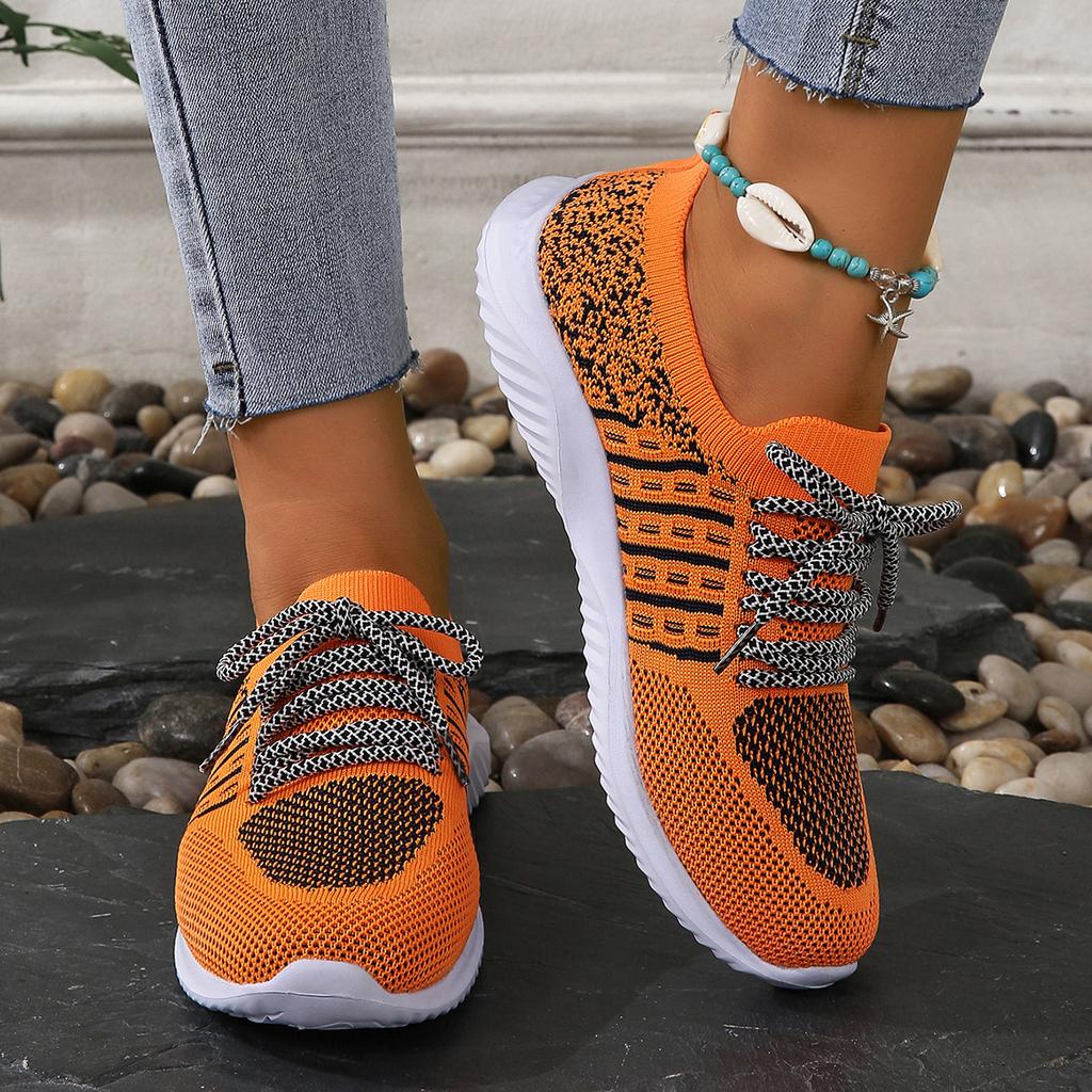 Foreign trade women's flat-bottomed casual sports single shoes 2025 new round head large size lace-up fashion mesh shoes