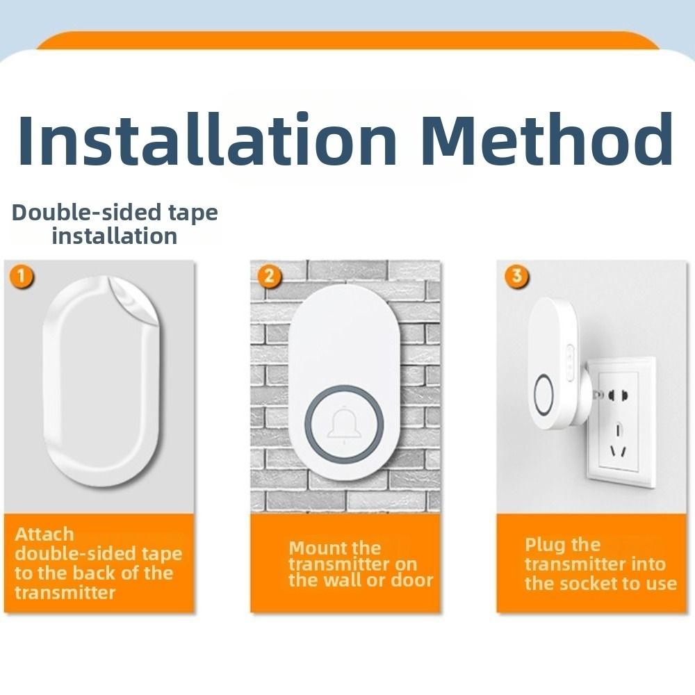 High Volume Wireless Doorbell Waterproof Door Chime Kit Induction Door Bell  Office
