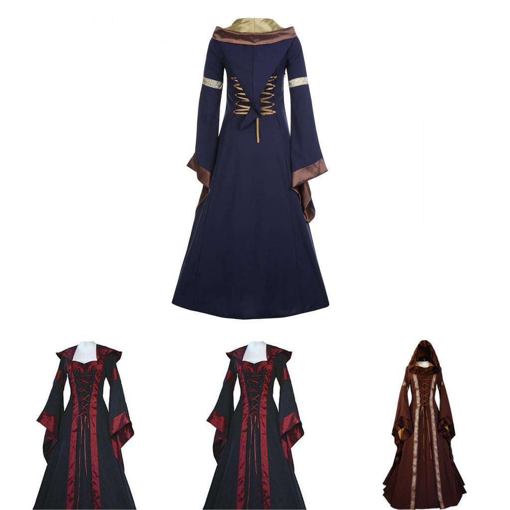 Elegant Vintage Masquerade Party Dress Women's Gothic Medieval Costume