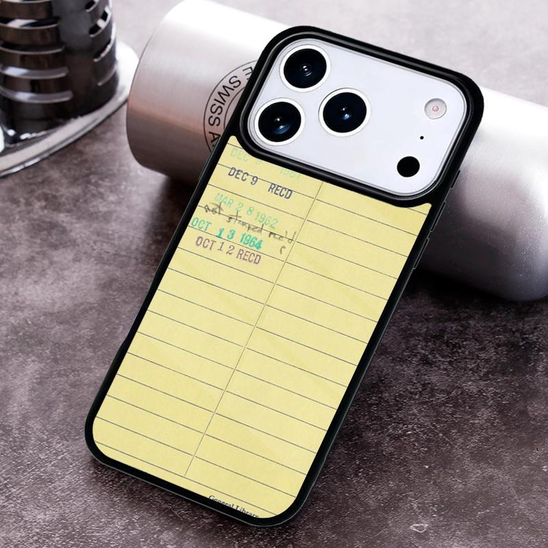

Library Card Vintage Retro Stamped Phone Case for iPhone 17 16 15 Pro Max Air 14 13 12 11 Plus Shockproof Capa Cover iPhone 13