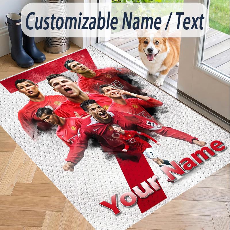 Custom Text Printed Rug Cristiano Ronaldo Non Slip Floor Carpet For Home Room Decor