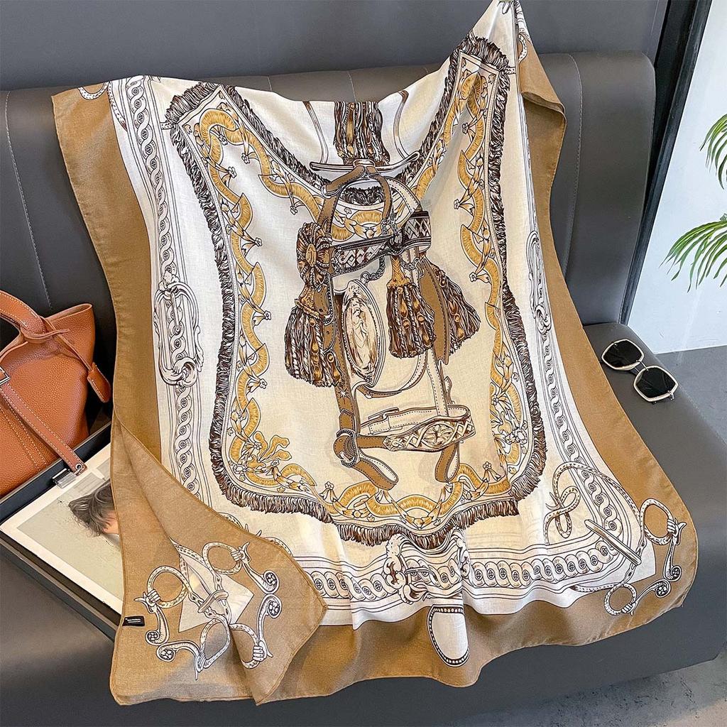 Women Cotton Linen Rose Print Scarf Shawl Hijab Muslim Long Headscarf Scarves Head Wraps Long Female Head Scarf