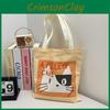 Cute Cat And Maltese Checkered Pattern Student Casual Canvas Bag For Daily Use And Street Style