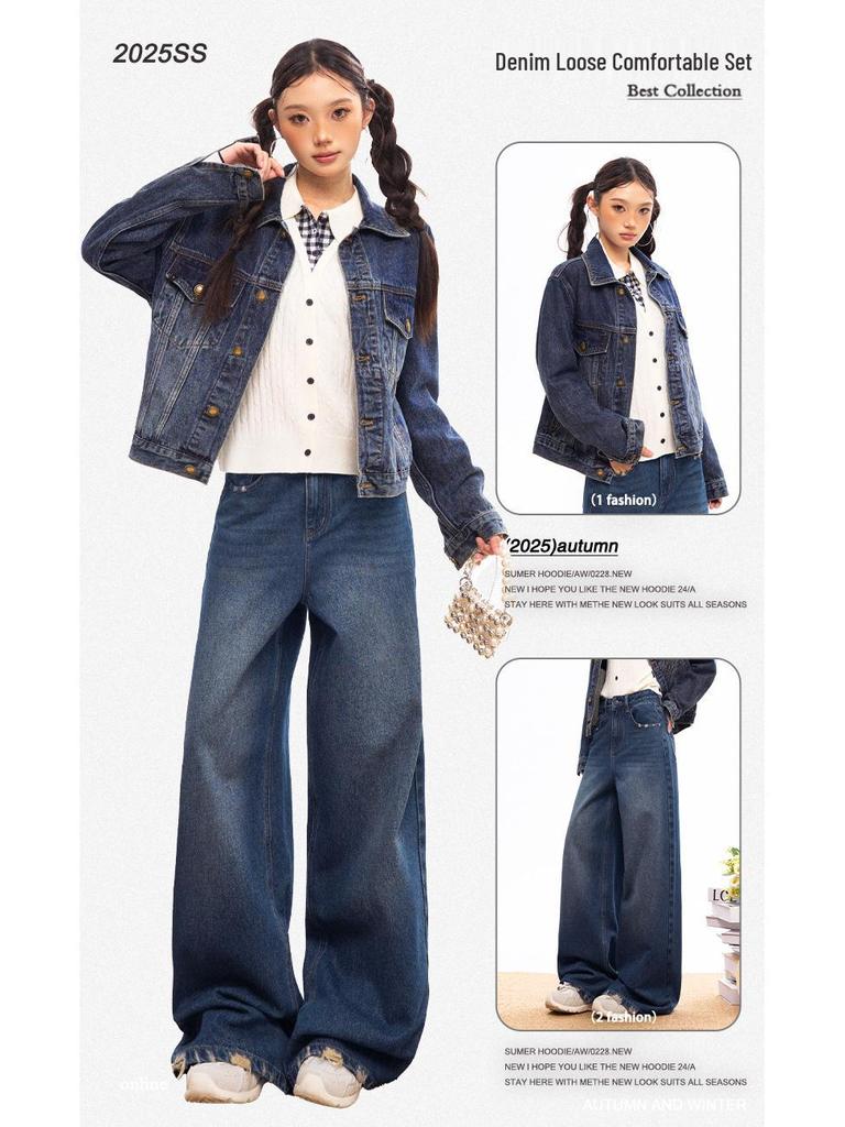 Vintage Washed Denim Jacket - Retro Loose Fit for Autumn/Winter