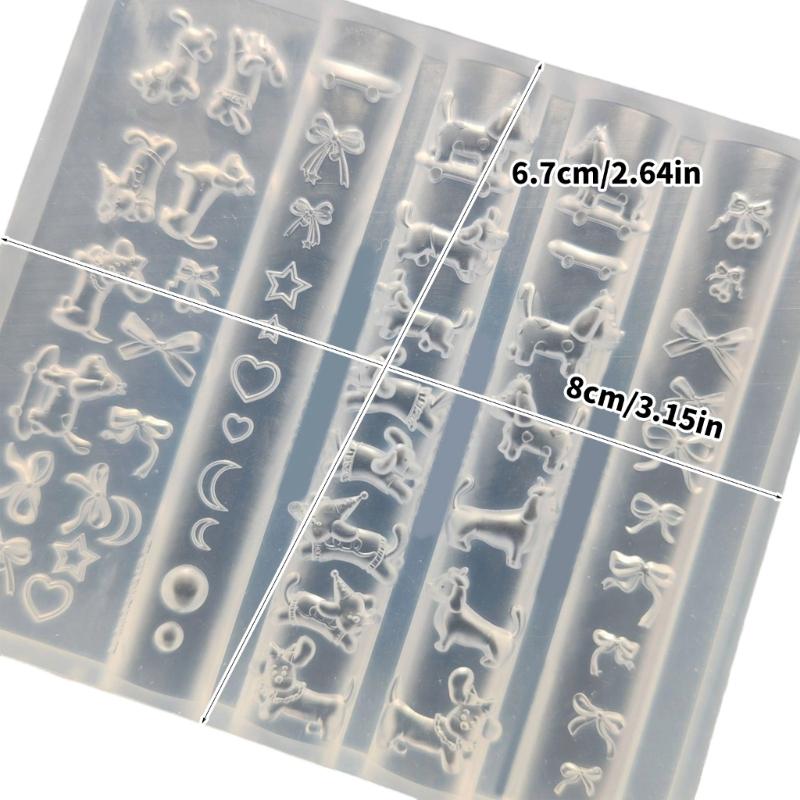 Dachshund Bowknot Design Silicone Nail Mold Manicure Molds for Creating Detailed Nail Art and Resin Jewelry Decorations