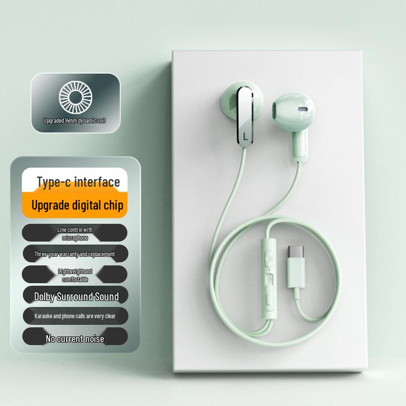 Wired Noise-Cancelling In-Ear Headphones with Type-C Interface - High-Quality Sound & Heavy Bass for Gaming and Music on Phones & Tablets