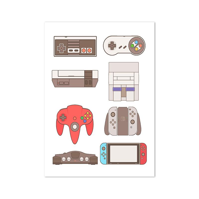 Joypad Gaming Illustration Poster and Print Boys Wall Art Canvas Gaming Let's Play Art Painting Picture Kids Room Wall Decor