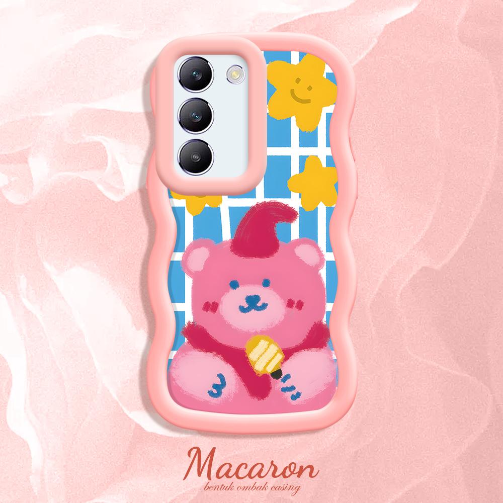 

Окрашенный узор Big Wave Edge Мягкий силиконовый материал Macaron чехол для телефона противоударный защитный резиновый чехол для OnePlus Vivo Motorola Moto Vivo Y27 4G розовый