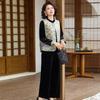Elegant Chinese-Style Gold Velvet Spring Suit for Moms - Three-Piece Set for Middle-Aged & Elderly Women (2026)