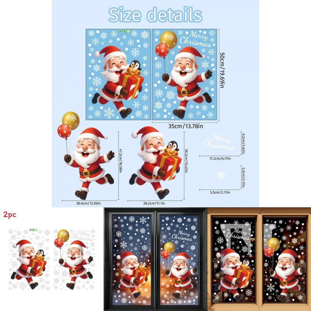 Christmas Static Cling Decals With Santa Snowman Snowflakes For Window Decor