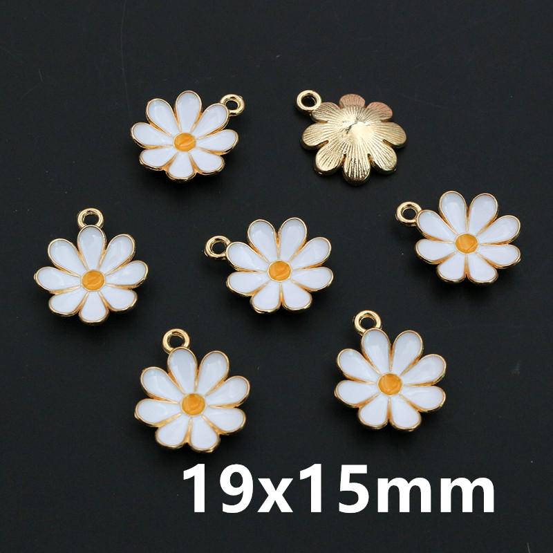 20pcs Enamel Flower Charms Pendant Alloy Metal DIY Jewelry Making Accessories Findings for Earrings Necklace Bracelet