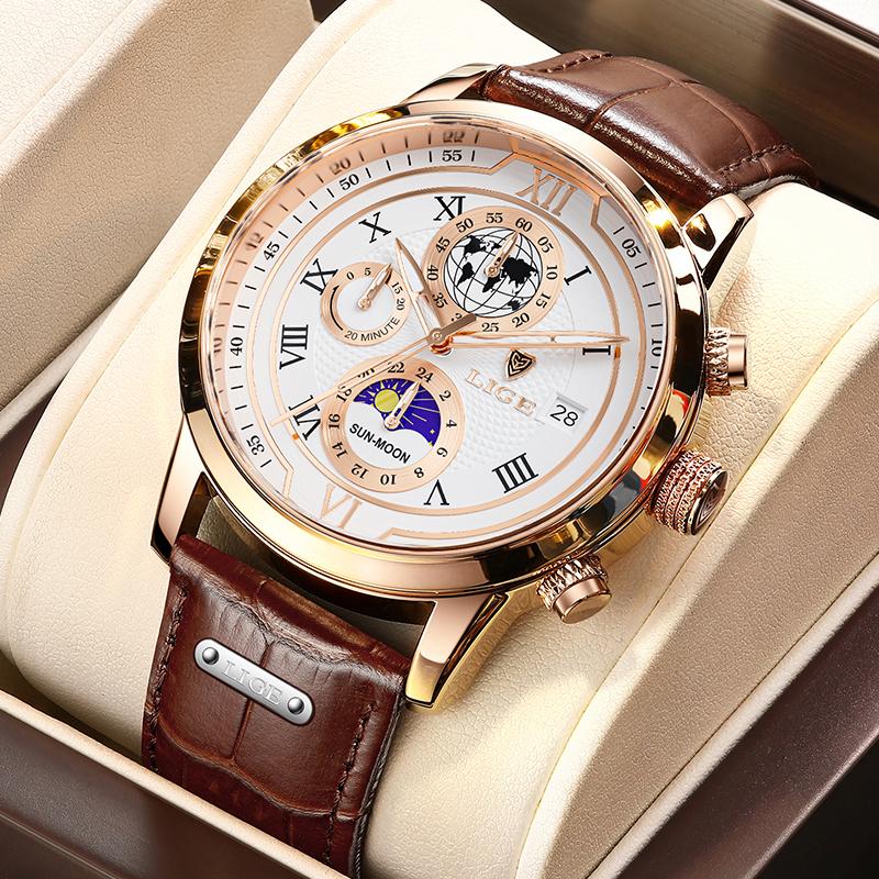 LIGE Luxury Mens Watches Waterproof Luminous Fashion Quartz Watch For Men Business Casual Man Date Chronograph Relogio Masculino