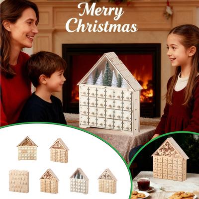 Wooden Christmas Decoration With LED Lights, 24-day Countdown Calendar For Advent, Creative Wooden Christmas Gift.