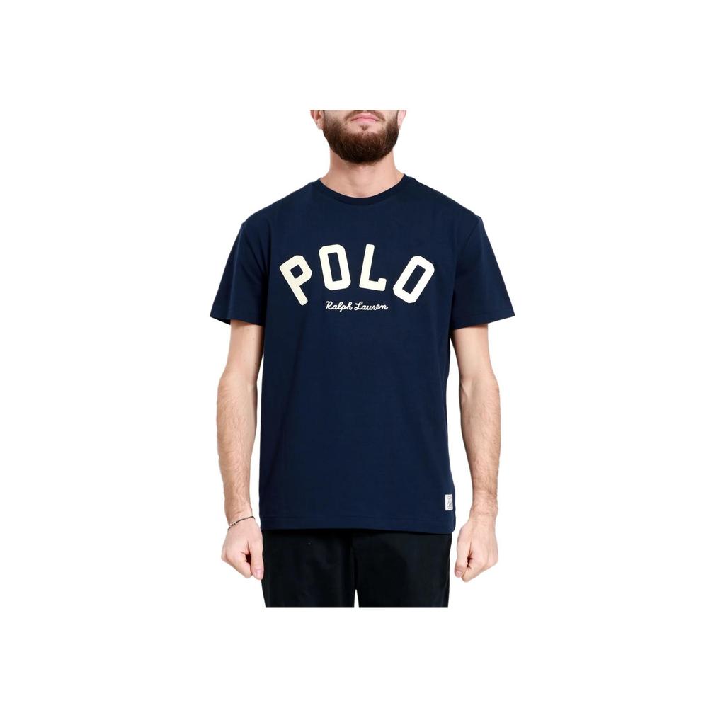 Polo Ralph Lauren Letter Print Round Neck Loose Fit Short Sleeve T-Shirt Men Tops Blue 710952043-001