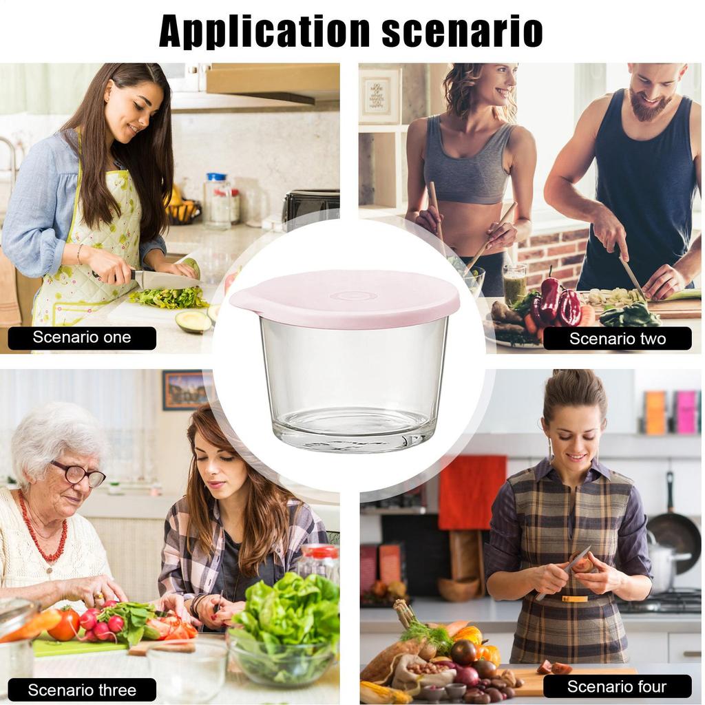 Glasschüssel mit Deckel 4 Stück Wiederverwendbare Lebensmittelgläser Glas Rührschüsseln zur Aufbewahrung für Meal Prep Snack Über Nacht Backen Kochen Vorratskammer