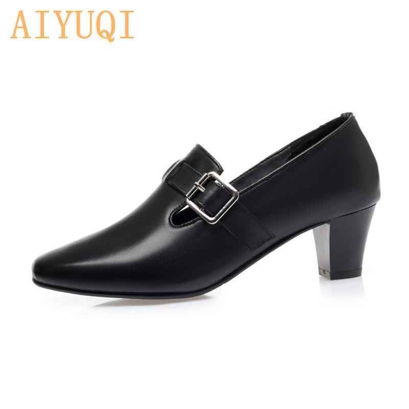 

Одиночные туфли, женские туфли на среднем каблуке, большой размер, из натуральной кожи, женские туфли с квадратной головкой 34 чёрный