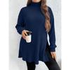 Maglione da Donna Casual alla Moda Autunno-Inverno Stampato a Maniche Lunghe con Collo Alto
