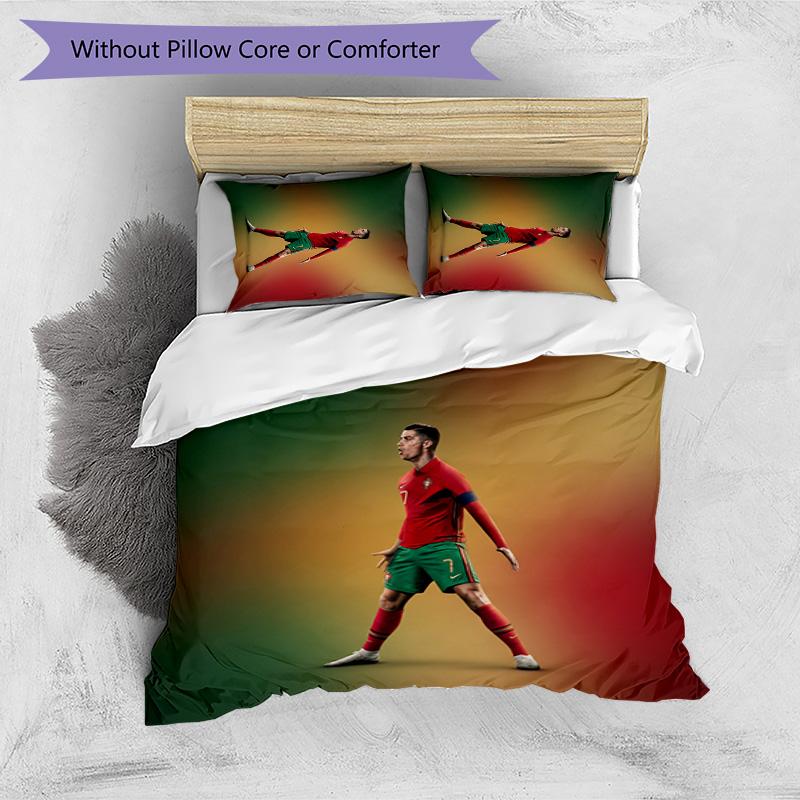 Cristiano Ronaldo Printed Bedding 3 Piece Set Cozy Breathable Bed Cover Set As Housewarming Holiday Gift
